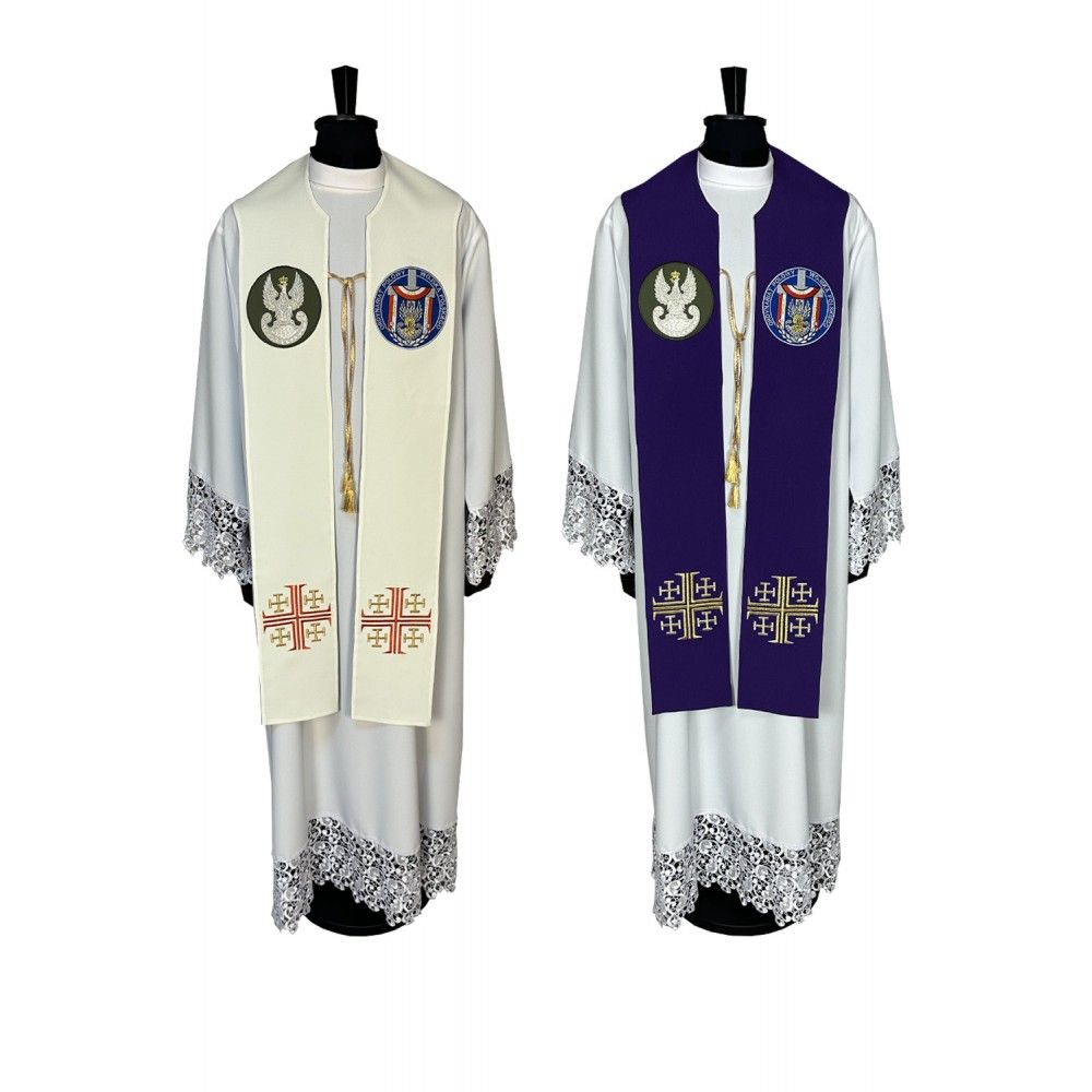 Stuła dwustronna haftowana Wojsko Polskie (23K)