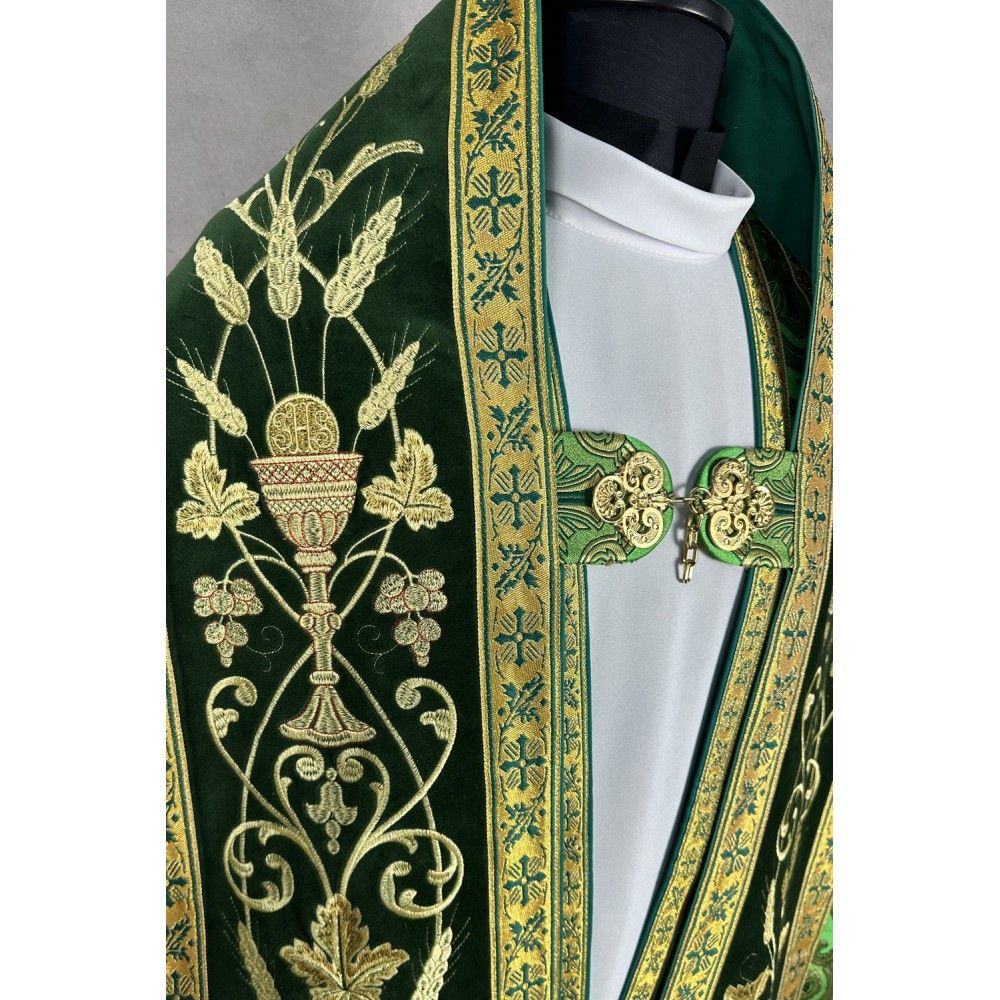 Kapa rzymska zielona ze stułą (26K) - zdjęcie 4 - Kapa rzymska zielona ze stułą (26K)