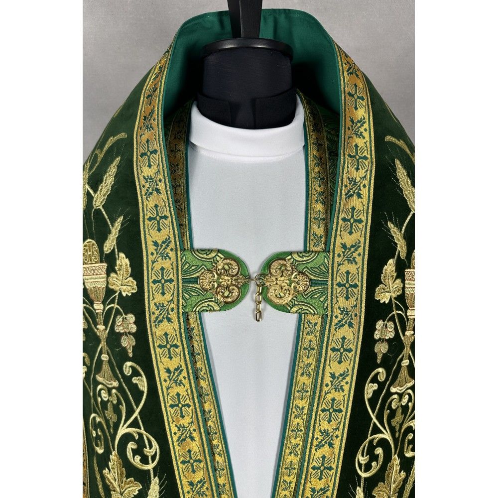 Kapa rzymska zielona ze stułą (26K) - zdjęcie 5 - Kapa rzymska zielona ze stułą (26K)