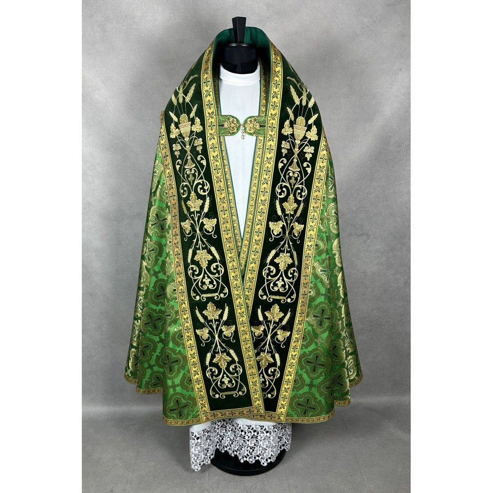 Kapa rzymska zielona ze stułą (26K) - zdjęcie 2 - Kapa rzymska zielona ze stułą (26K)