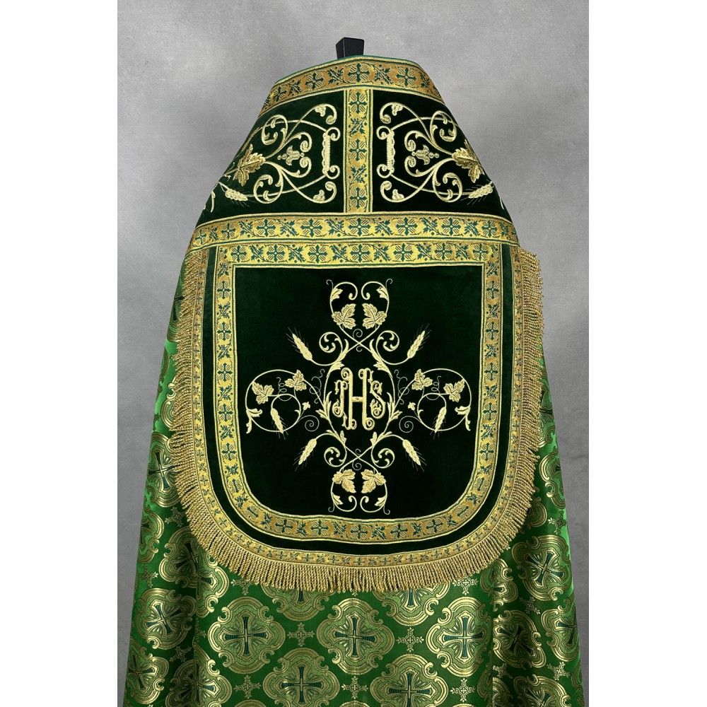 Kapa rzymska zielona ze stułą (26K) - zdjęcie 3 - Kapa rzymska zielona ze stułą (26K)