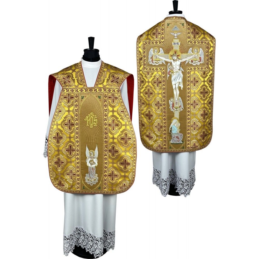 Ornat rzymski + Stuła, Manipularz, Bursa i Welon na kielich (27K)