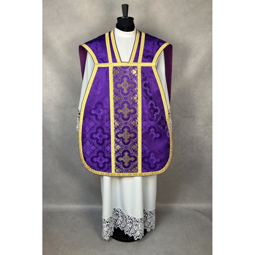 Ornat rzymski fioletowy + Stuła, Manipularz, Bursa i Welon na kielich (31K) - zdjęcie 2 - Ornat rzymski fioletowy + Stuła, Manipularz, Bursa i Welon na kielich (31K)