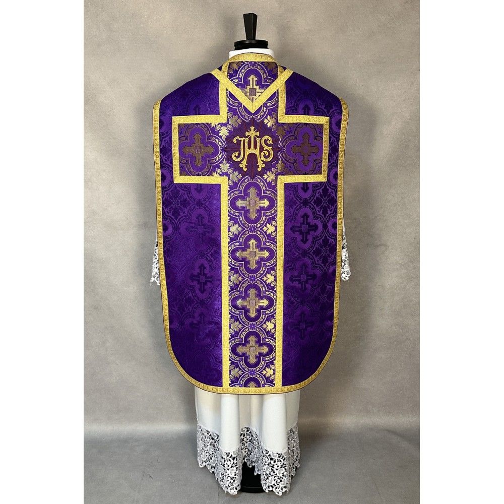 Ornat rzymski fioletowy + Stuła, Manipularz, Bursa i Welon na kielich (31K) - zdjęcie 3 - Ornat rzymski fioletowy + Stuła, Manipularz, Bursa i Welon na kielich (31K)