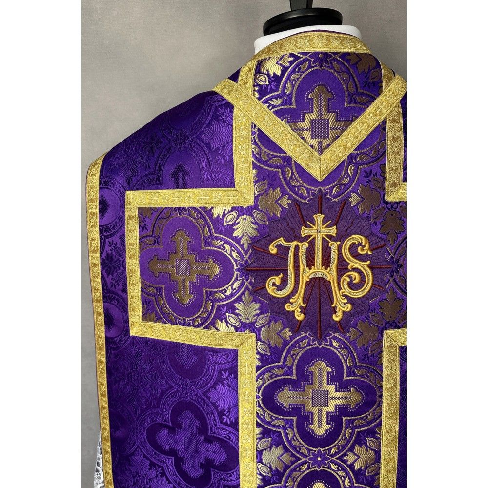 Ornat rzymski fioletowy + Stuła, Manipularz, Bursa i Welon na kielich (31K) - zdjęcie 4 - Ornat rzymski fioletowy + Stuła, Manipularz, Bursa i Welon na kielich (31K)