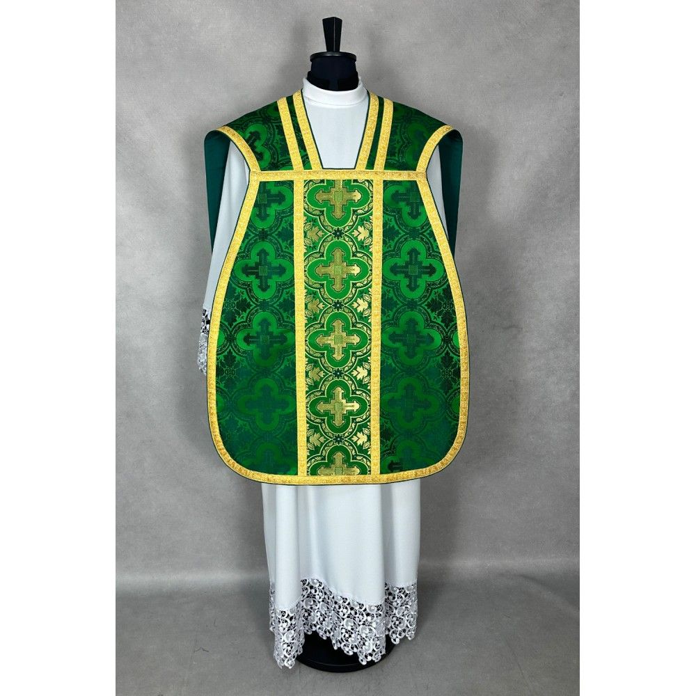 Ornat rzymski zielony + Stuła, Manipularz, Bursa i Welon na kielich (33K) - zdjęcie 2 - Ornat rzymski zielony + Stuła, Manipularz, Bursa i Welon na kielich (33K)