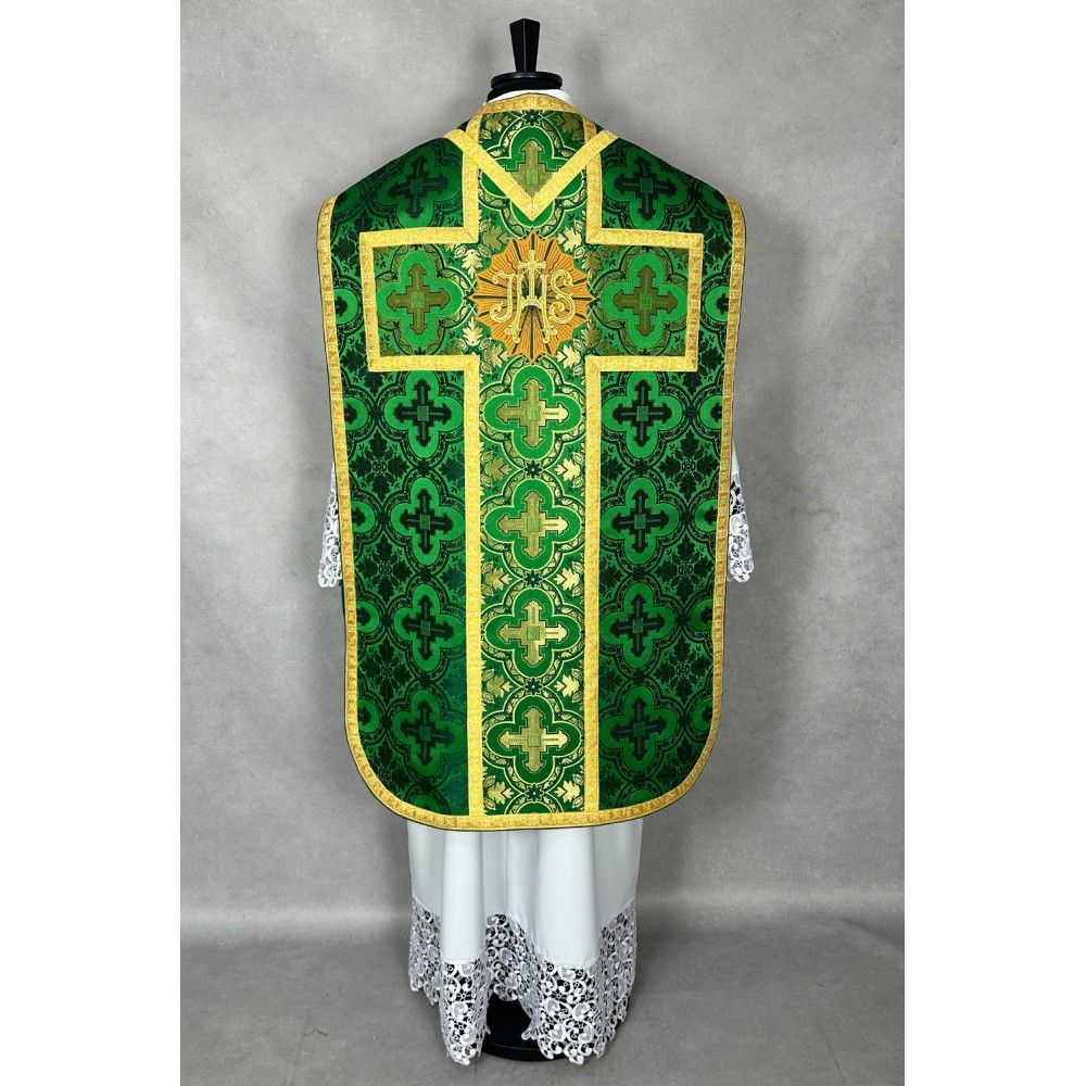 Ornat rzymski zielony + Stuła, Manipularz, Bursa i Welon na kielich (33K) - zdjęcie 3 - Ornat rzymski zielony + Stuła, Manipularz, Bursa i Welon na kielich (33K)