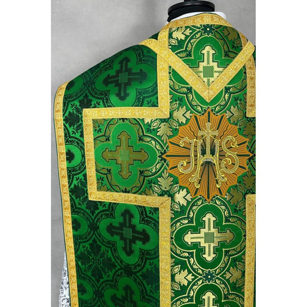 Ornat rzymski zielony + Stuła, Manipularz, Bursa i Welon na kielich (33K) - zdjęcie 5 - Ornat rzymski zielony + Stuła, Manipularz, Bursa i Welon na kielich (33K)
