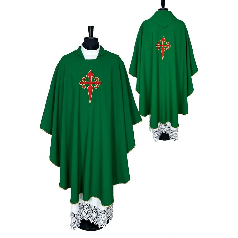 Ornat gotycki haftowany ze stułą - Krzyż Świętego Jakuba