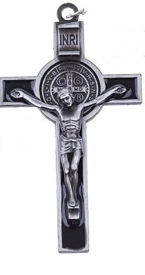 Krzyżyk Św. Benedykta 7,5x4,3 cm (czarna emalia)