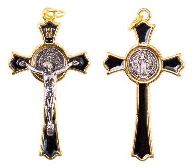 Krzyżyk Św. Benedykta 5x3 cm (czarna emalia)