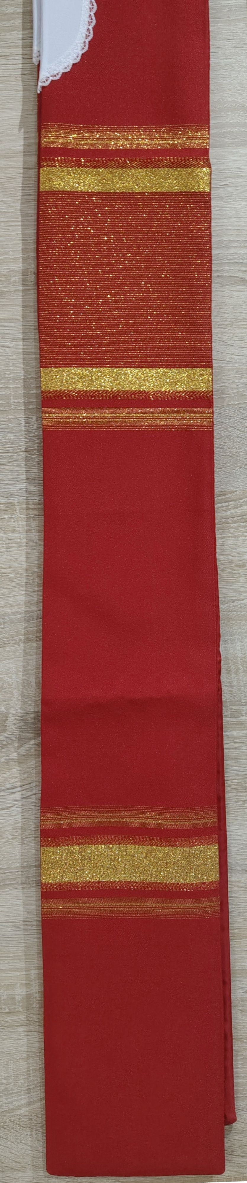 Stuła kapłańska czerwona + złote nici nr 43