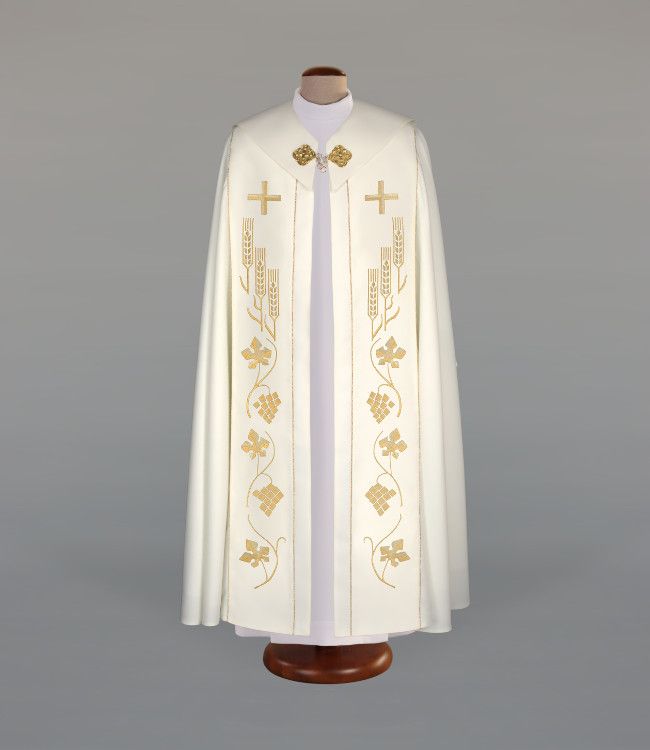 Kapa haftowana, ecru (95) - KAPY LITURGICZNE