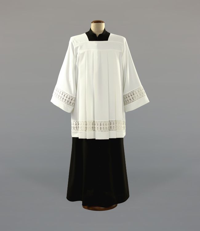 Komża kapłańska ecru, bawełniana wstawka - tkanina tropik (22)