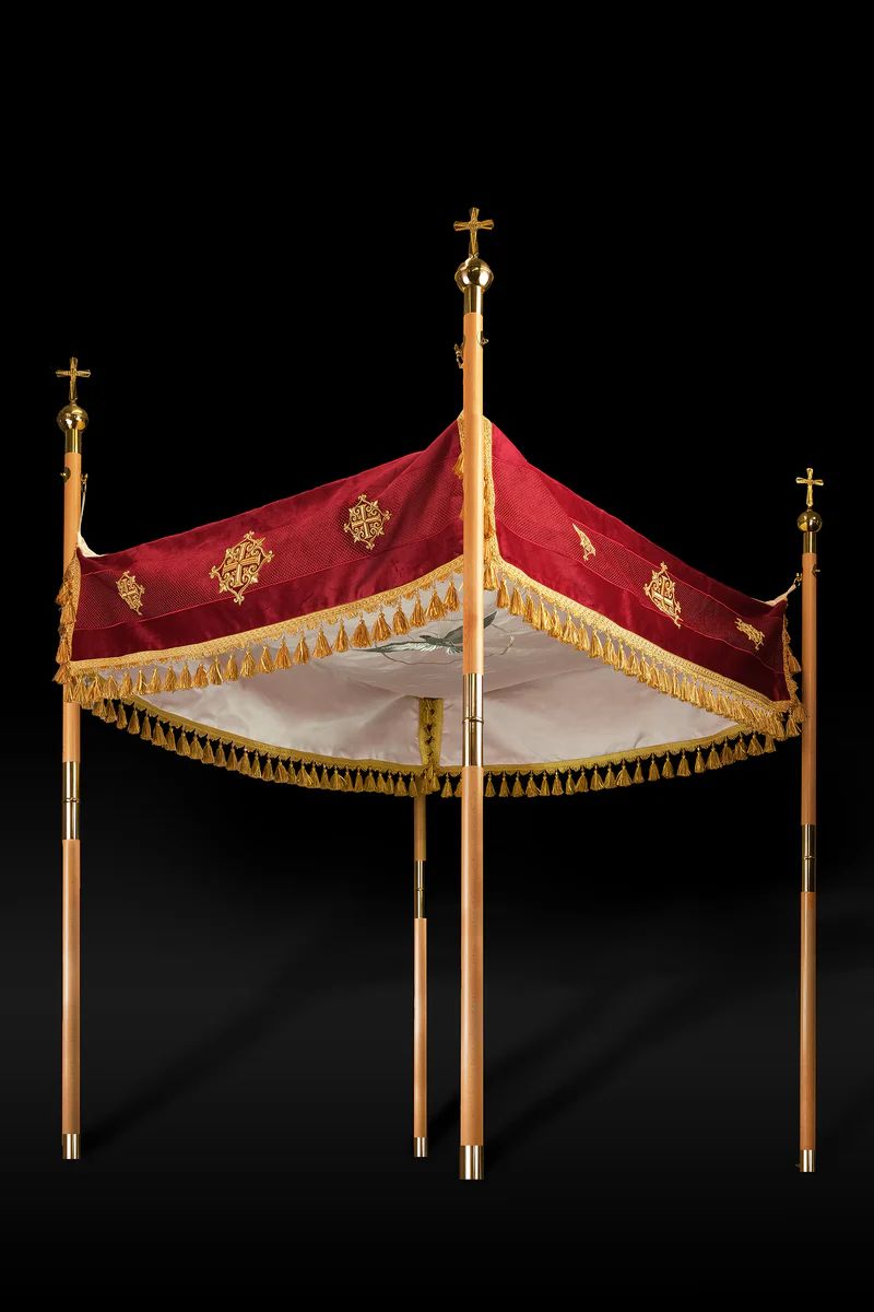 Baldachim haftowany - bordowy aksamit (14)