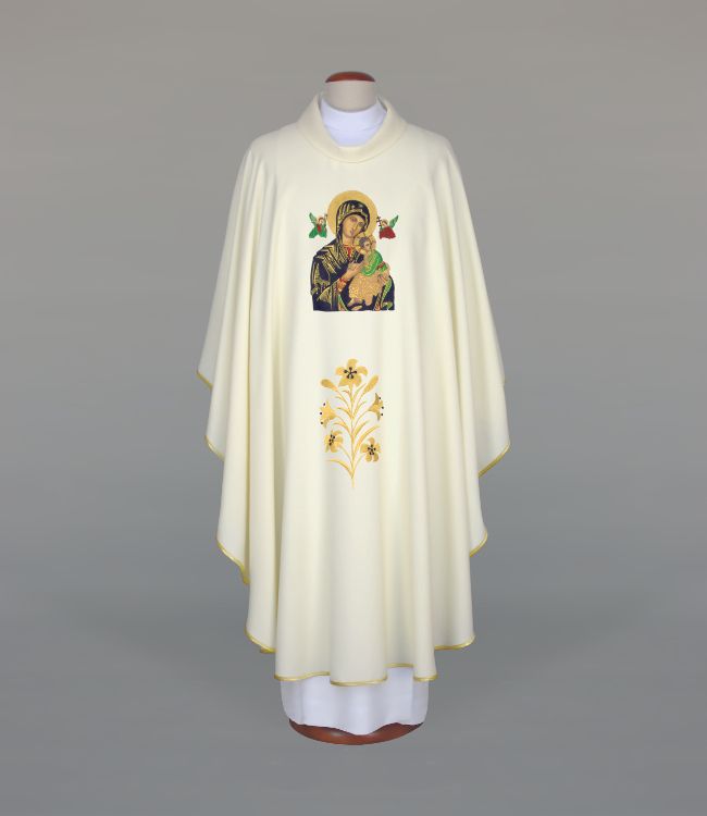 Ornat haftowany z wizerunkiem Matki Bożej Nieustającej Pomocy (A3)