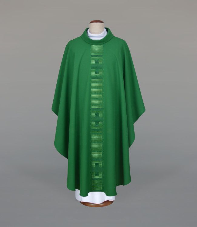 Ornat haftowany zielony z motywem krzyży (A20)