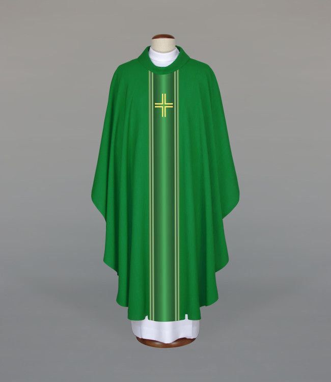 Ornat haftowany zielony z motywem krzyża (A36)