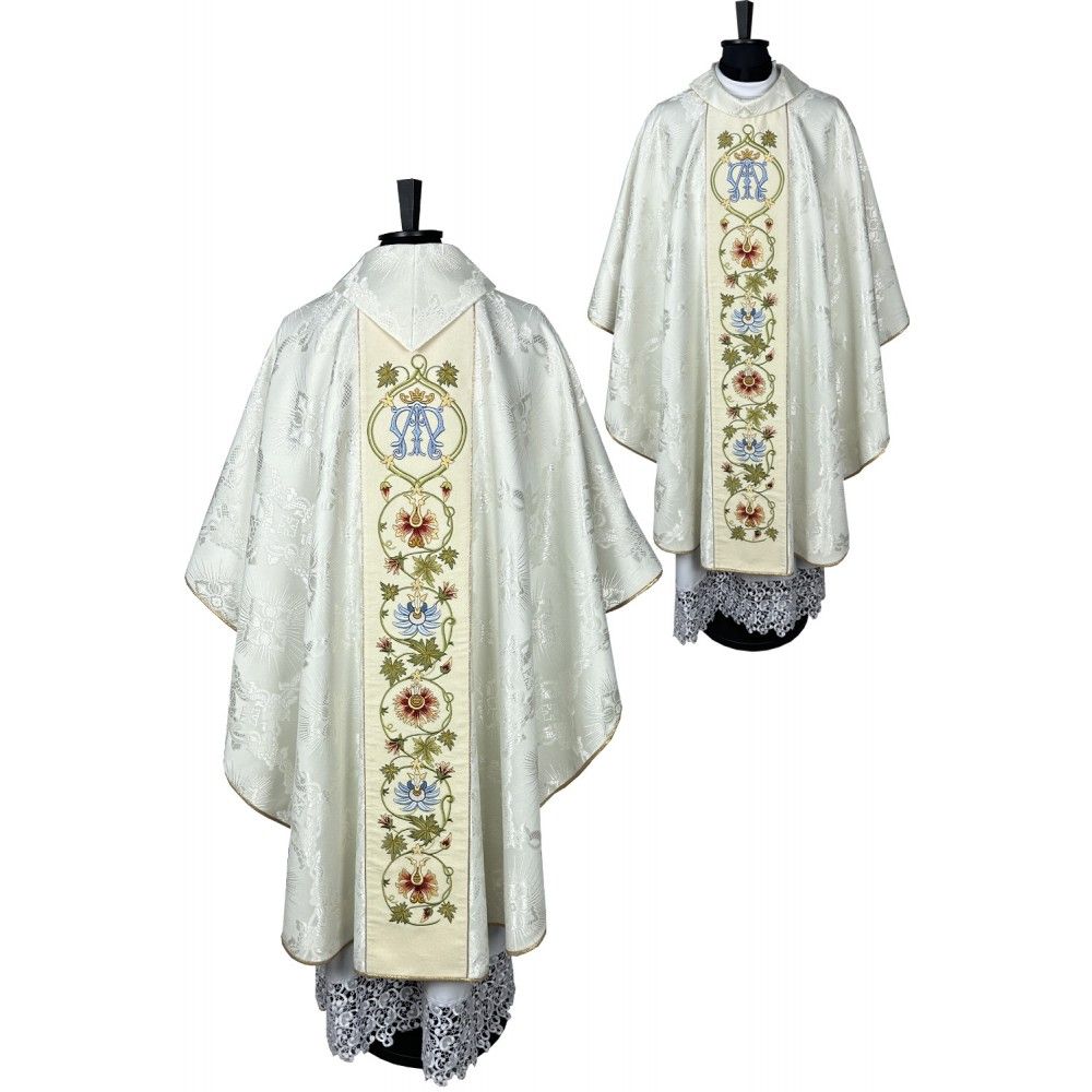 Ornat gotycki haftowany, motyw maryjny (9K)