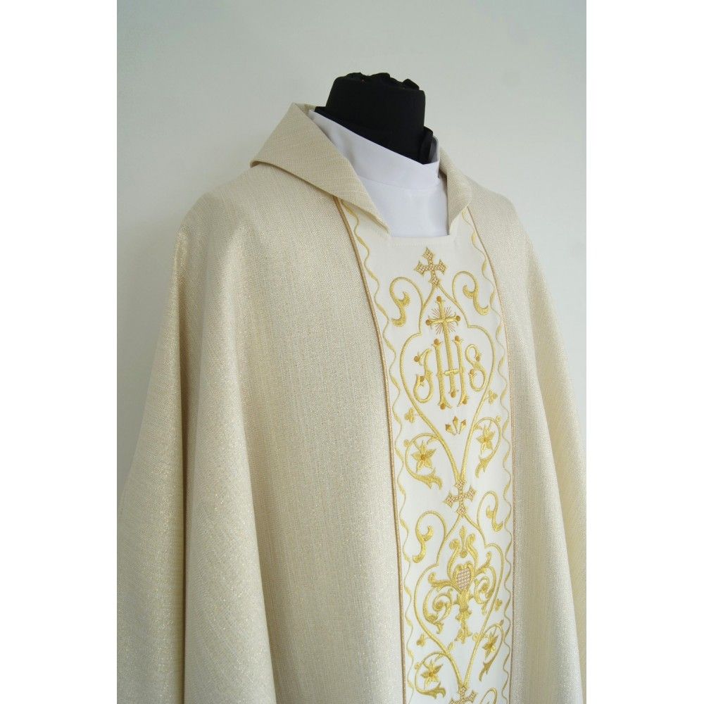 Ornat gotycki, tkanina brokat, pas ecru (12K) - zdjęcie 2 - Ornat gotycki, tkanina brokat, pas ecru (12K)