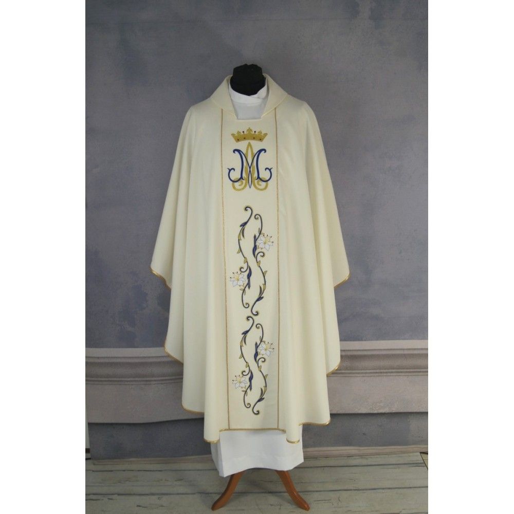 Ornat haftowany Maryjny ecru (30) - zdjęcie 3 - Ornat haftowany Maryjny ecru (30)