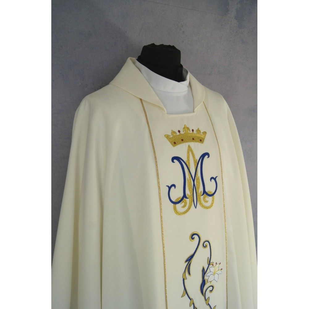 Ornat haftowany Maryjny ecru (30) - zdjęcie 4 - Ornat haftowany Maryjny ecru (30)