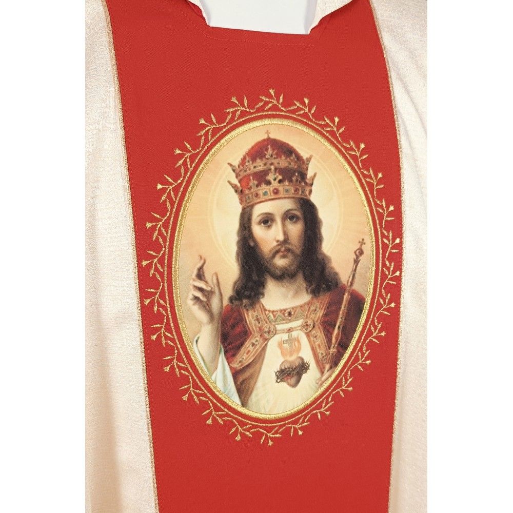Ornat gotycki, nadruk z wizerunkiem Chrystusa Króla (15K) - zdjęcie 2 - Ornat gotycki, nadruk z wizerunkiem Chrystusa Króla (15K)