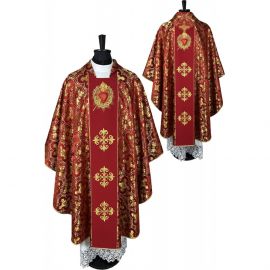 Ornat gotycki czerwony, haftowany Serce w Koronie (17K)