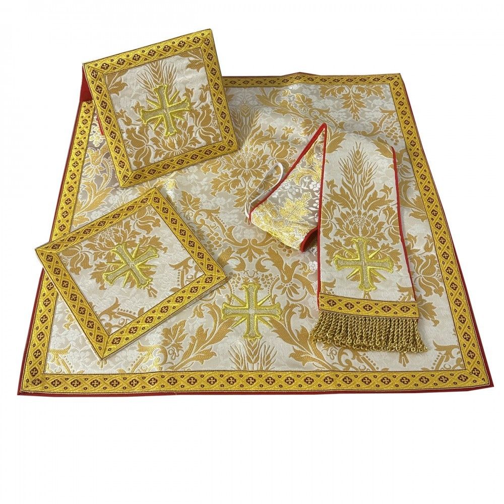 Ornat gotycki haftowany + stuła, bursa, manipularz, welon na kielich (23K) - zdjęcie 5 - Ornat gotycki haftowany + stuła, bursa, manipularz, welon na kielich (23K)