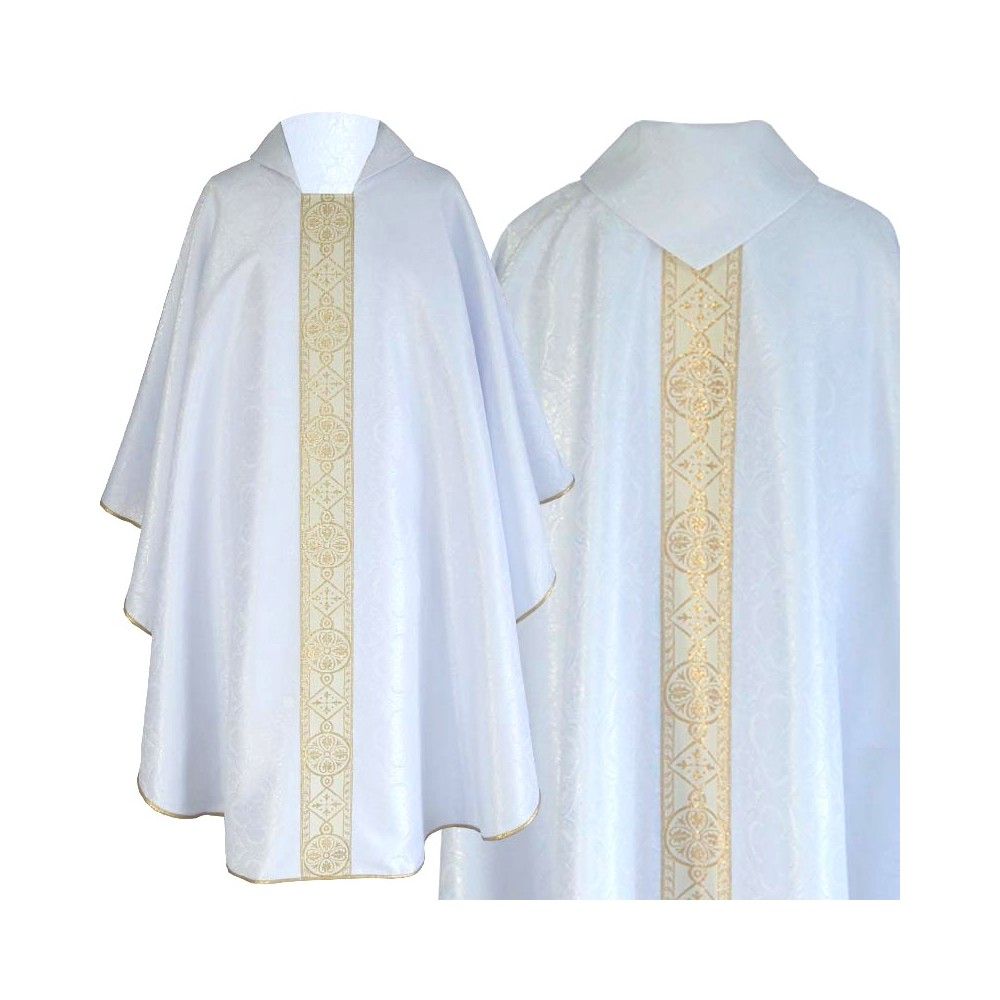 Ornat gotycki biały, tkanina żakard (27K)