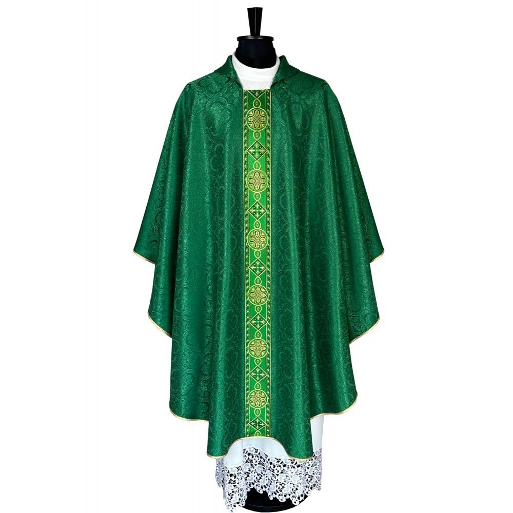 Ornat gotycki zielony, tkanina żakard (29K)