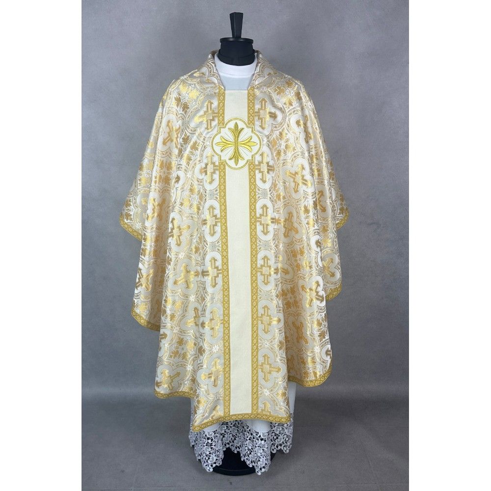 Ornat gotycki ecru/złoty, haftowany (37K) - zdjęcie 2 - Ornat gotycki ecru/złoty, haftowany (37K)