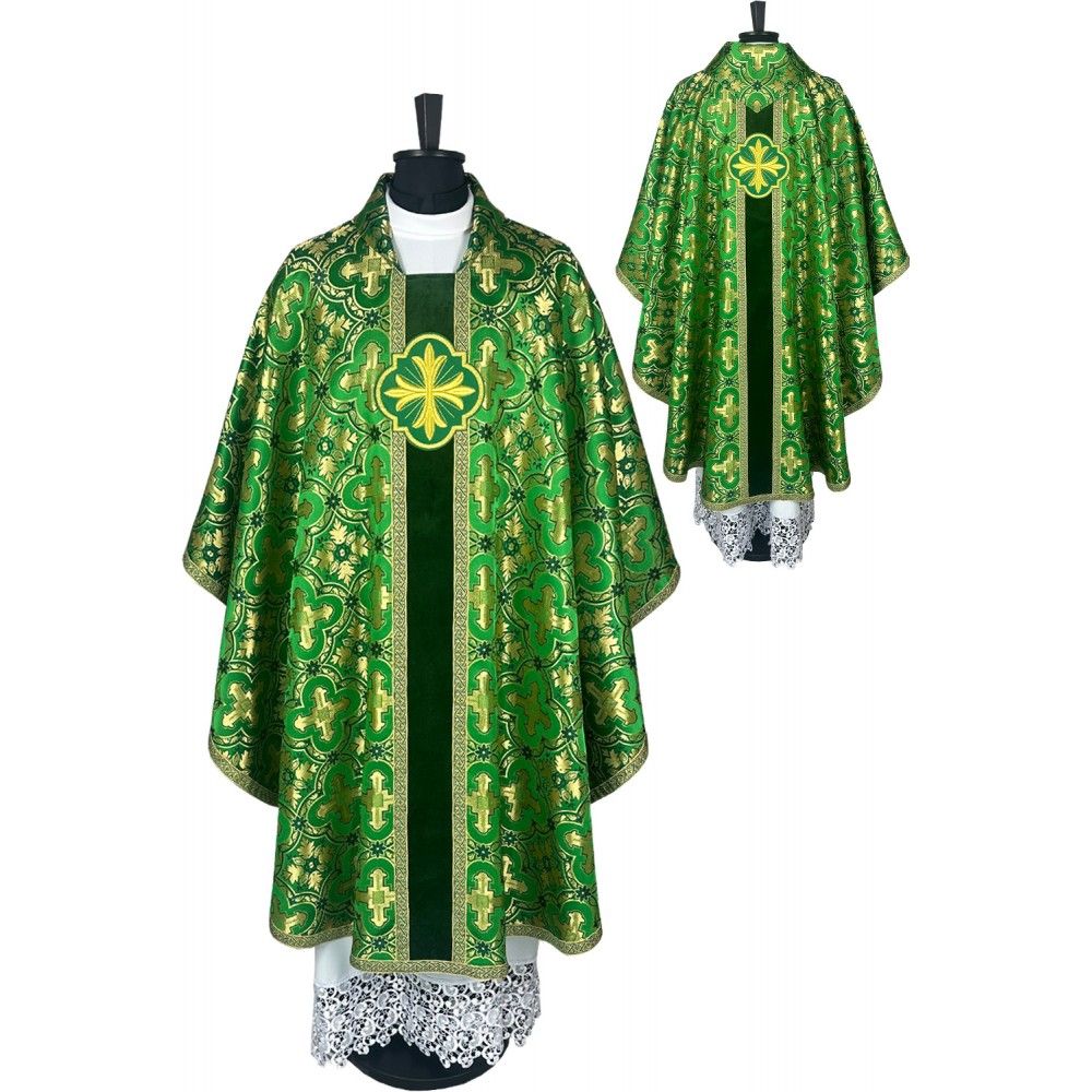 Ornat gotycki zielony, haftowany (38K)