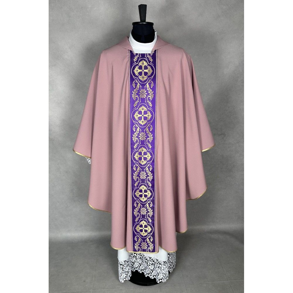 Ornat gotycki blady róż, pasy tkane (41K) - zdjęcie 2 - Ornat gotycki blady róż, pasy tkane (41K)