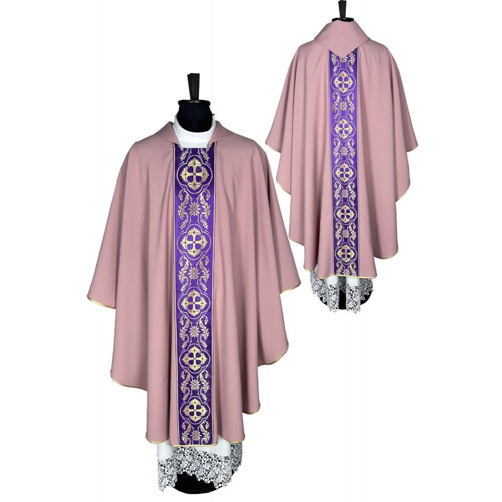 Ornat gotycki blady róż, pasy tkane (41K)