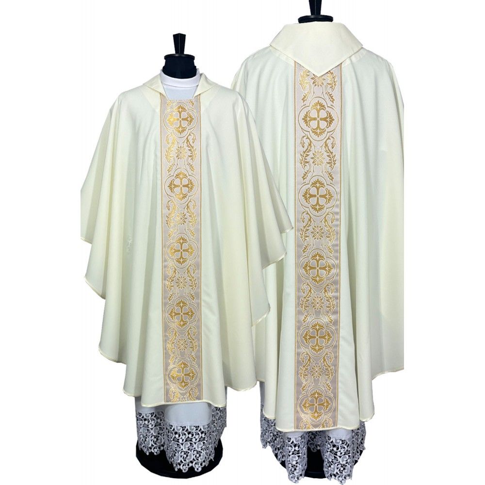 Ornat gotycki ecru, pasy tkane (42K)