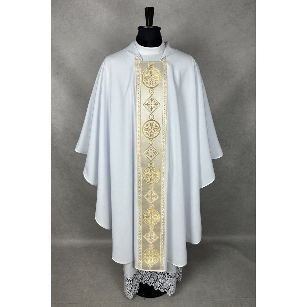 Ornat gotycki biały, pas tkany (45K) - zdjęcie 2 - Ornat gotycki biały, pas tkany (45K)