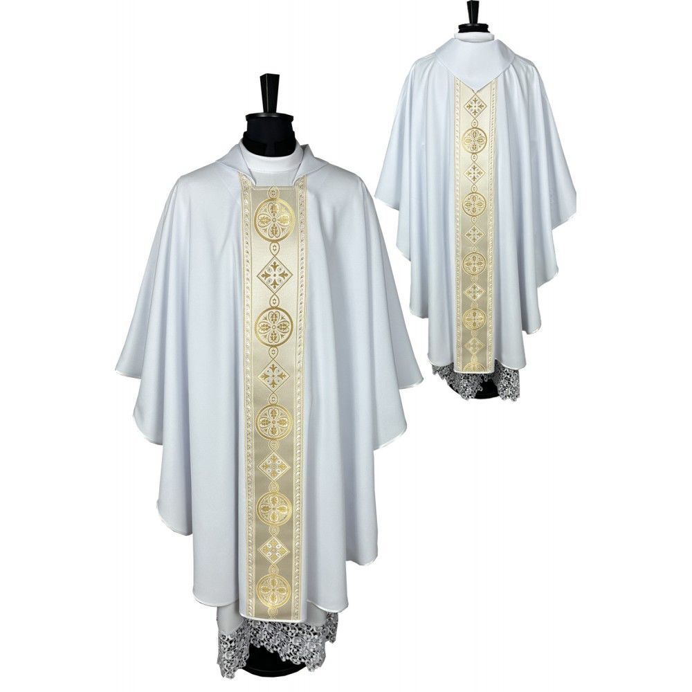 Ornat gotycki biały, pas tkany (45K)