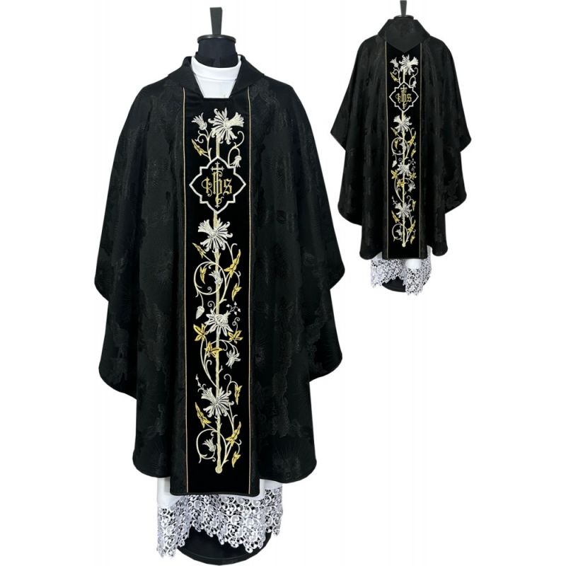 Ornat gotycki haftowany, czarny (51K) - Ornat gotycki haftowany, czarny (51K)
