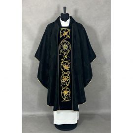 Ornat gotycki haftowany, czarny (54K) - zdjęcie 2 - Ornat gotycki haftowany, czarny (54K)