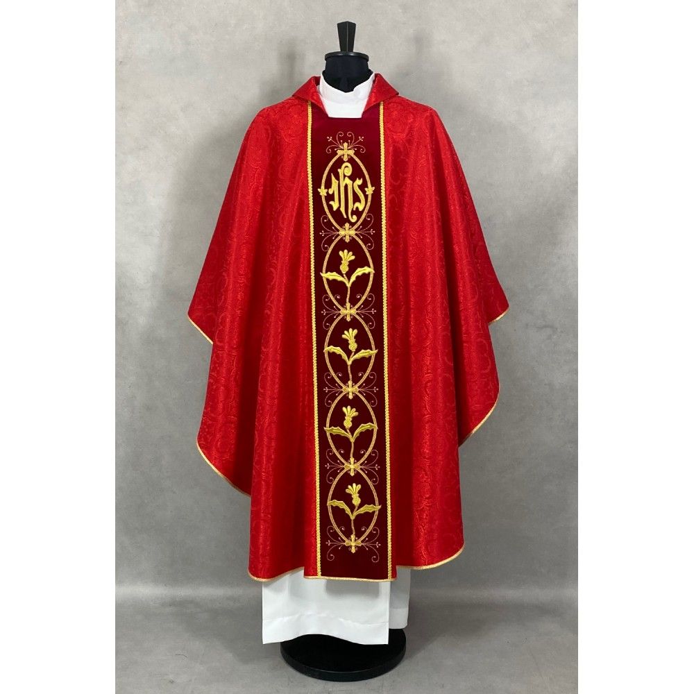 Ornat gotycki haftowany, czerwony, pas aksamit (58K) - zdjęcie 2 - Ornat gotycki haftowany, czerwony, pas aksamit (58K)