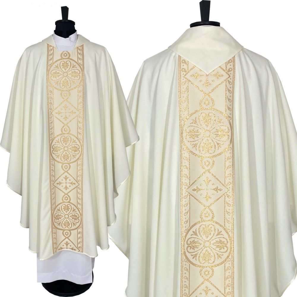 Ornat gotycki ecru, pasy tkane (61K)