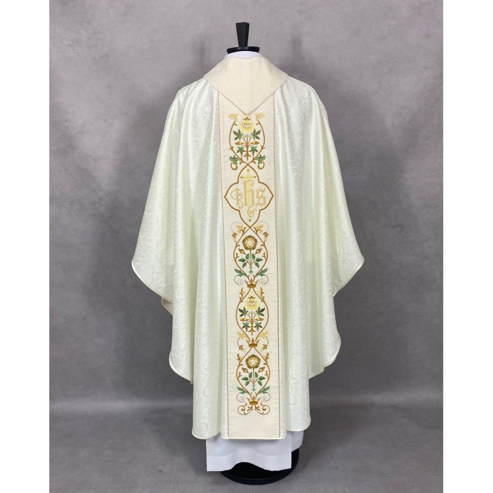 Ornat gotycki haftowany, ecru IHS (65K) - zdjęcie 4 - Ornat gotycki haftowany, ecru IHS (65K)