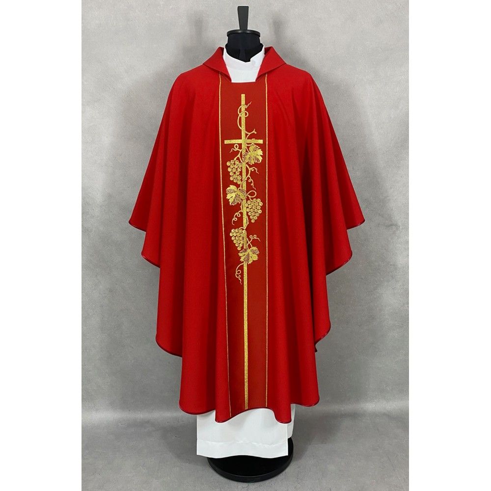 Ornat gotycki czerwony, pasy tkane (69K) - zdjęcie 2 - Ornat gotycki czerwony, pasy tkane (69K)