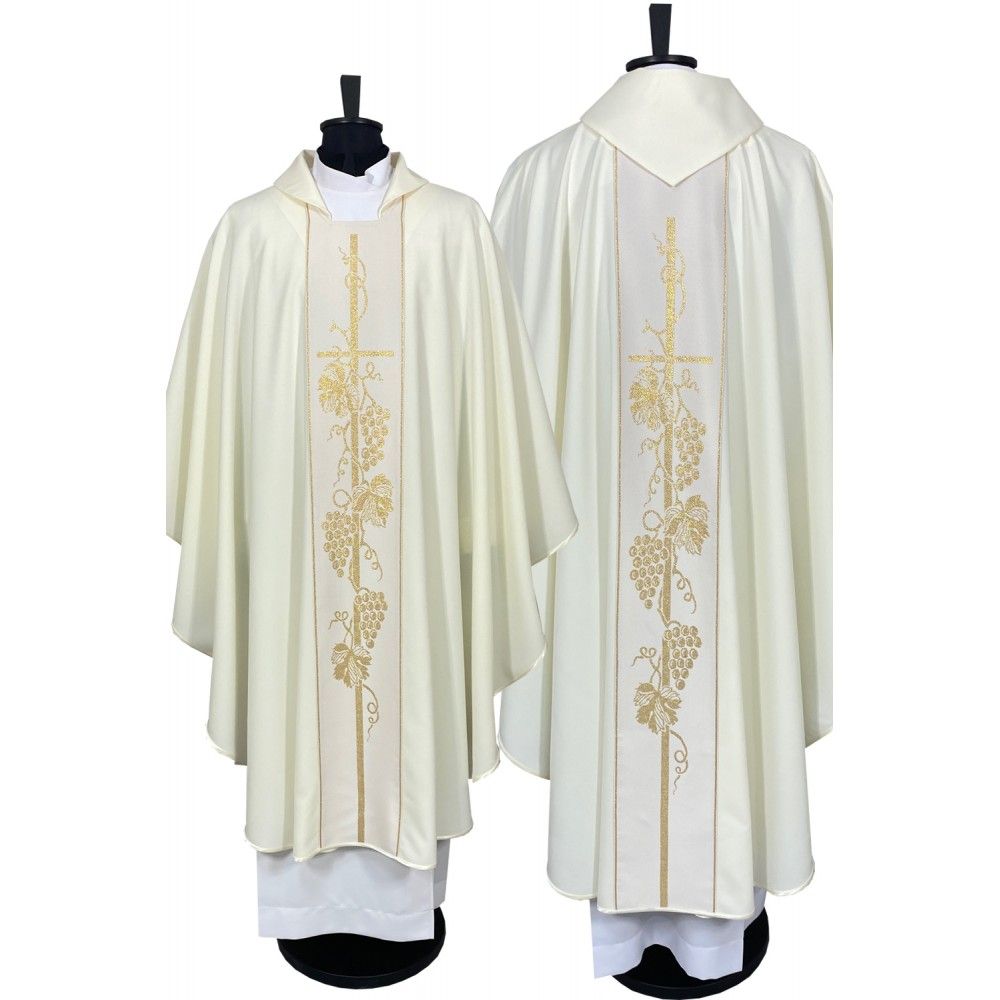 Ornat gotycki ecru, pasy tkane (70K)