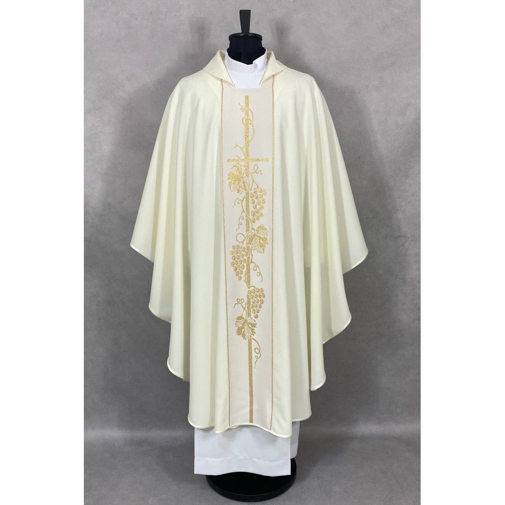 Ornat gotycki ecru, pasy tkane (70K) - zdjęcie 2 - Ornat gotycki ecru, pasy tkane (70K)