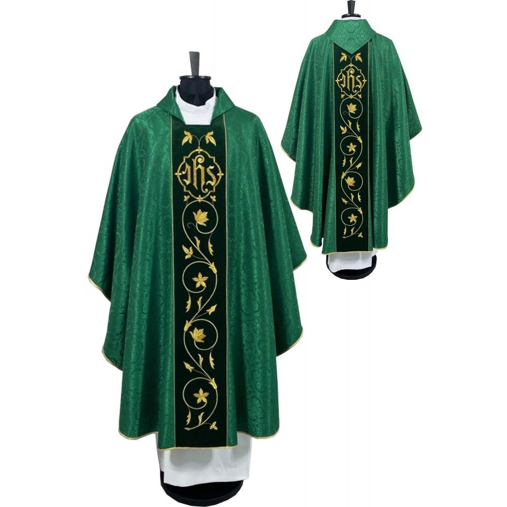 Ornat gotycki zielony haftowany - pas aksamit (42) - zdjęcie 2 - Ornat gotycki zielony haftowany - pas aksamit (42)