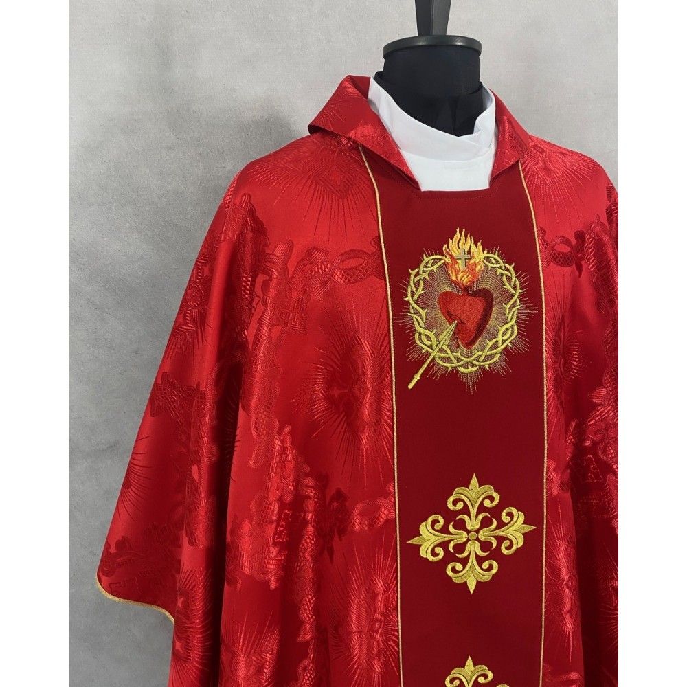 Ornat gotycki czerwony, haftowany - Serce w Koronie (76K) - zdjęcie 2 - Ornat gotycki czerwony, haftowany - Serce w Koronie (76K)