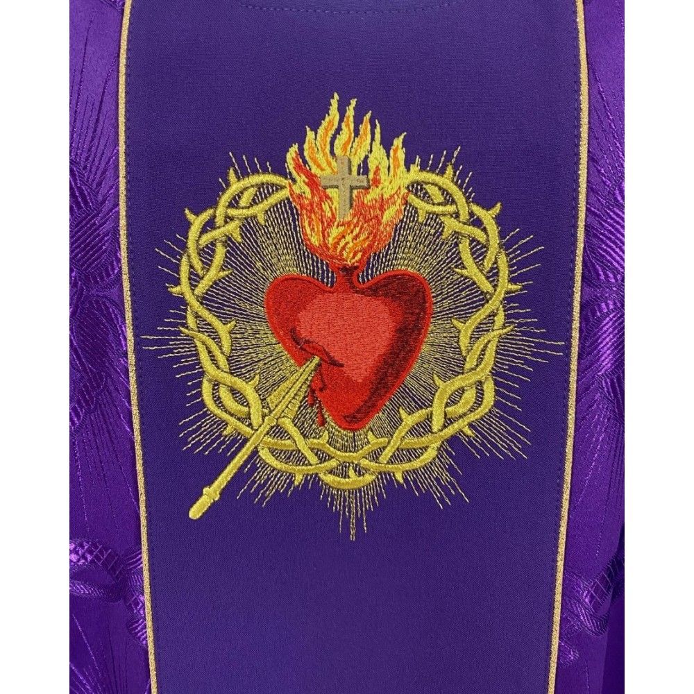 Ornat gotycki fioletowy, haftowany - Serce w Koronie (78K) - zdjęcie 2 - Ornat gotycki fioletowy, haftowany - Serce w Koronie (78K)
