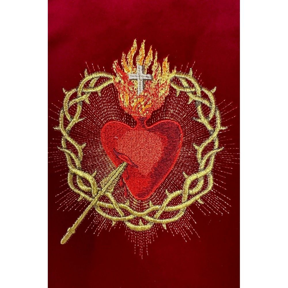 Ornat gotycki biały, haftowany, pas aksamit - Serce w Koronie (83K) - zdjęcie 3 - Ornat gotycki biały, haftowany, pas aksamit - Serce w Koronie (83K)
